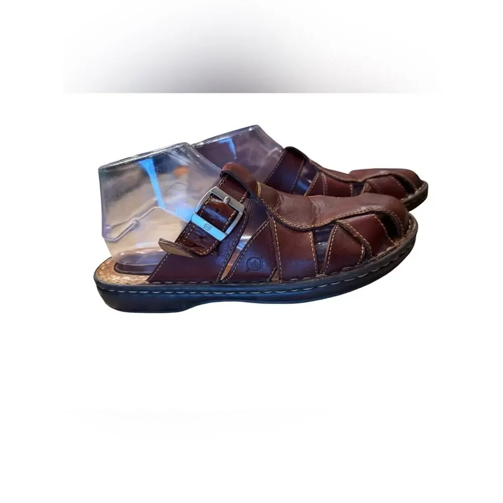Born Women’s Size 9 Brown Leather Fisherman Slip On Sandals - Classic Comfort